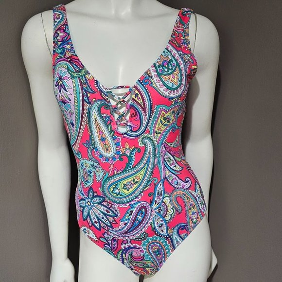Tommy Bahama Reversible Lace-up One-Piece Swimsuit Size 4 - Picture 2 of 12